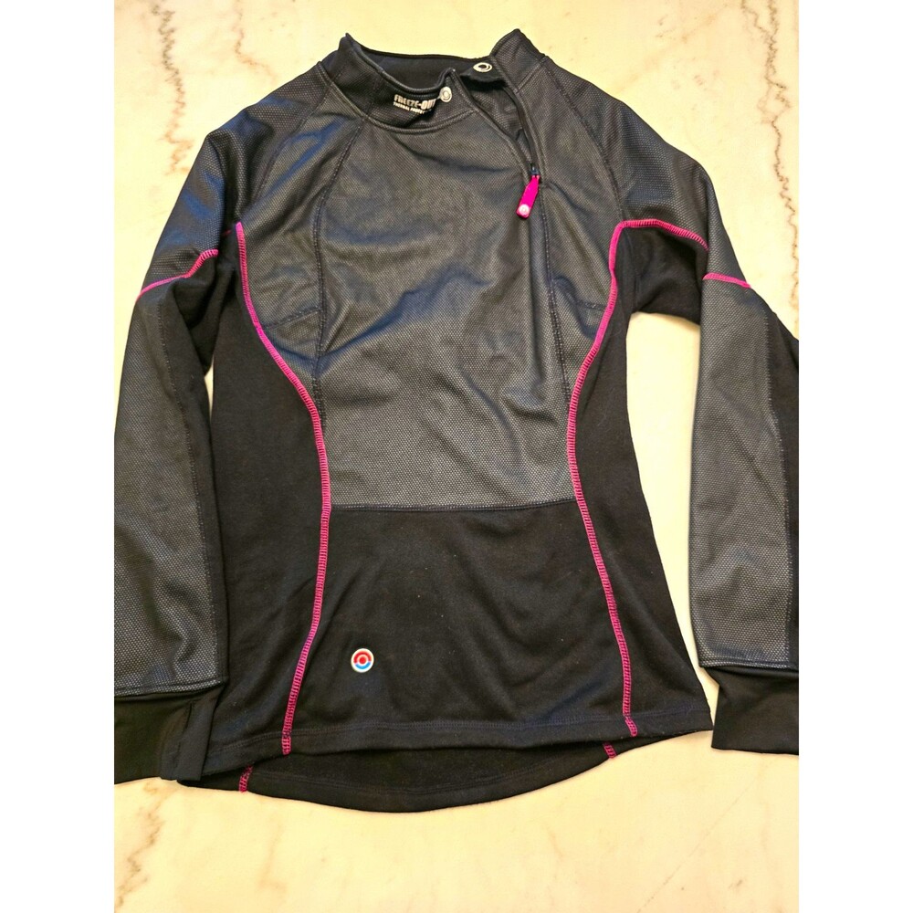 Freeze-Out Women's Thermal 1/4 Zip Mock Neck Long Sleeve Top Black Pink M base